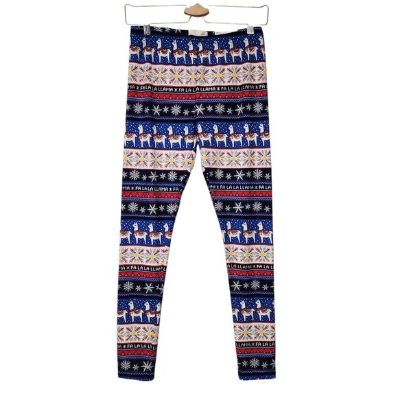 Juniors Medium SO Mid Rise Cozy Leggings Christmas Holiday "Fa La Llama" NWT - Picture 1 of 5